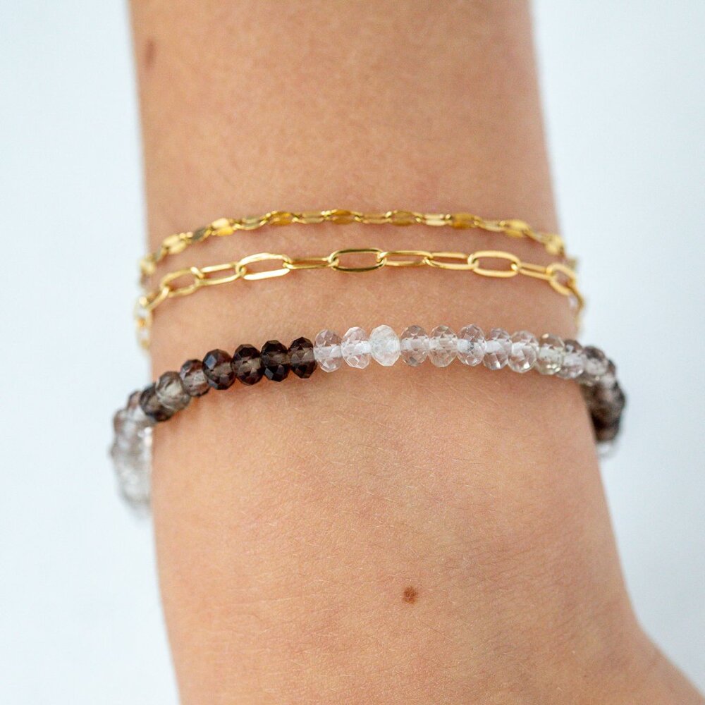 BUNDLE Ombre Smokey Quartz Necklace Waterproof Gold Beautiful Neutral Beaded - Picture 8 of 12